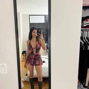 Tiger Mist Pink and Black Mini Dress